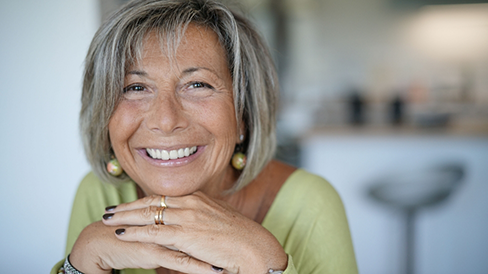 Woman with gray hair smiling