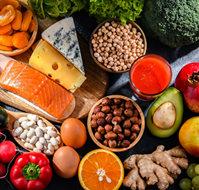 Fruits and vegetables on a table