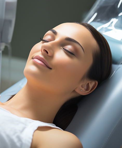 Woman relaxing in the dental chair thanks to sedation dentistry in Coral Springs