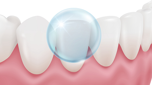 Illustration of a row of sparkling clean teeth