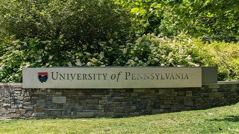 Stone sign for the University of Pennsylvania