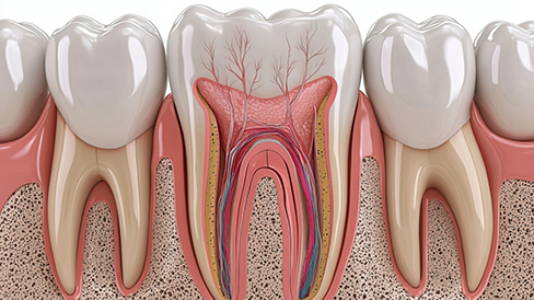 Digital illustration of the layers of a tooth